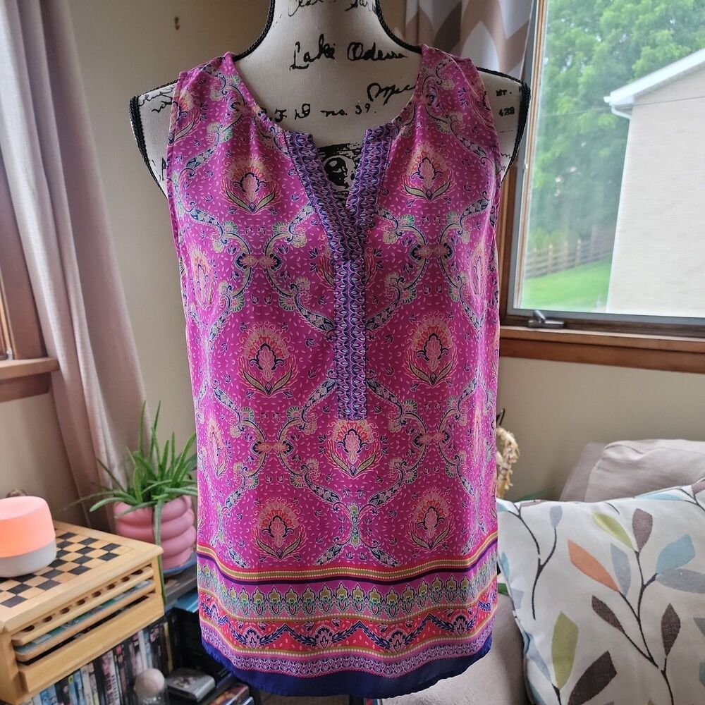 Women’s DR2 Daniel Rainn V Neck Tank Top Size M Boho Beachy Vacation Summer